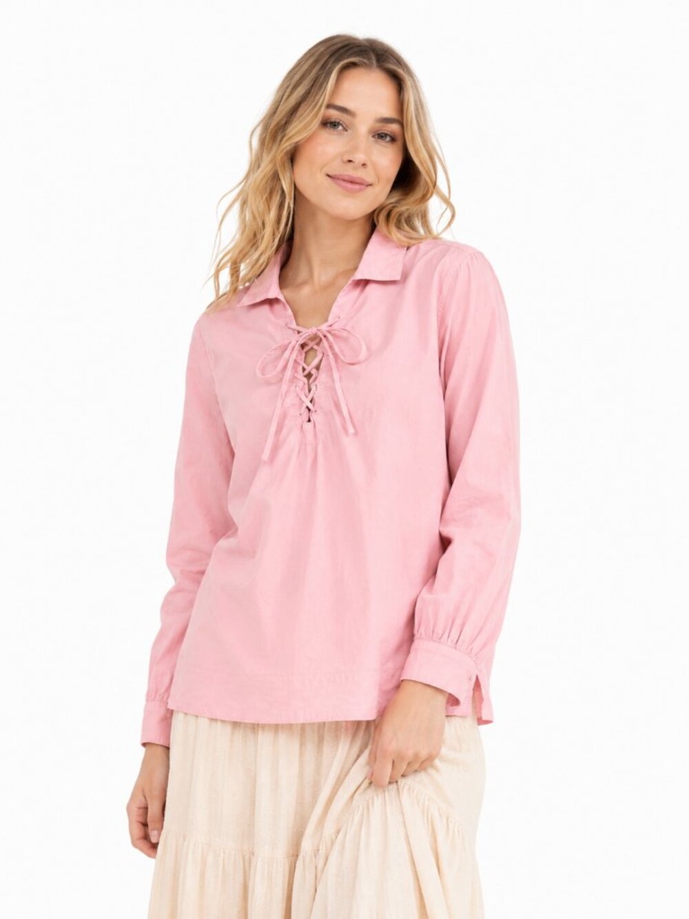 Old Navy Lace-Up Poplin Blouse Cottagecore Top